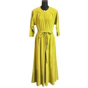 Vintage 60's  Evelyn Pearson dress green yellow long sleeve dress size S/M